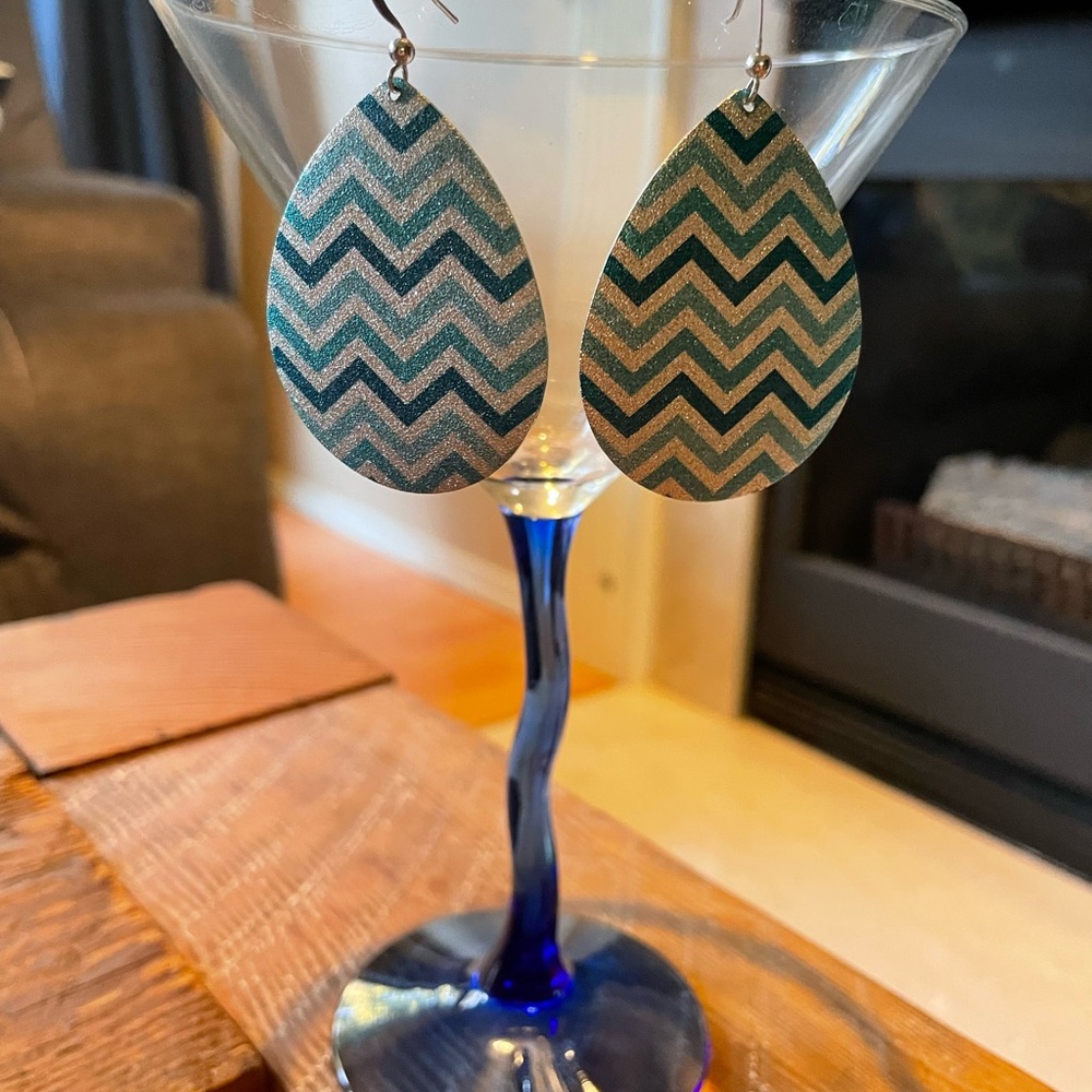 Aqua colors teardrop earrings